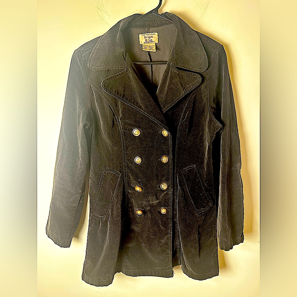 AT LAST & CO. Women’s 100% Cotton Double-Breasted Velvet Pea Coat Size Medium
